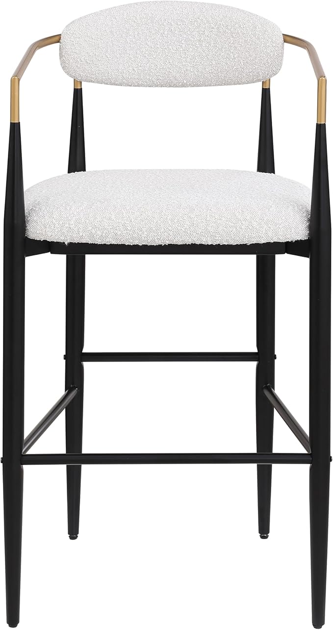 GDFStudio Modern Barstools Set of 2Mid Century Upholstered Counter Height Bar Stools with Back Metal Armrests and Legs Countertop Chairs for Kitchen Island 29.75 H
