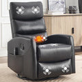 Massage Chair Recliner with Heat Swivel Rocking Chair Recliner with High Back Manual Lazy Boy Recliners for AdultsSmall Recliner Chair for Small Spaces Living Room Bedroom Fabric (Black)