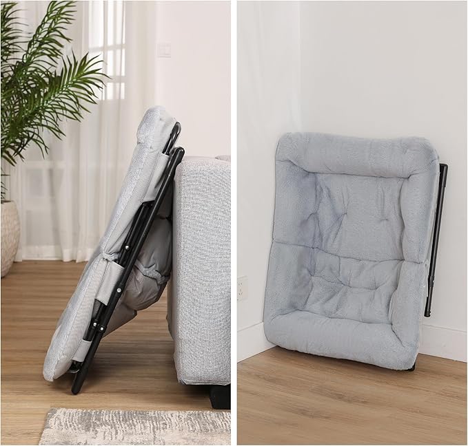 Comfy Saucer Chair for Adults Set of 2 Soft Faux Fur Bedroom Chair Accent Dorm Chairs Flexible Living Room Reading Chairs Oversized Folding Seat for Teens X-Large Grey