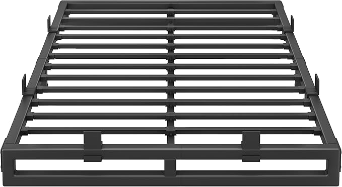 Full Size Bed Frame 6 Inch Metal Platform Bed Frames with Squeak Free U-Slot Design 6 Non-Slip Guards 3500lbs Heavy Duty Steel Slat Support No Box Spring Needed Under Bed Storage Black
