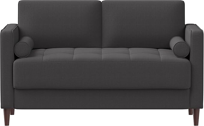 Studio Living® Lexington 52.4 Loveseat Mid-Century Modern Pocket Coil Comfort Easy Assembly Woven Fabric Heather Grey
