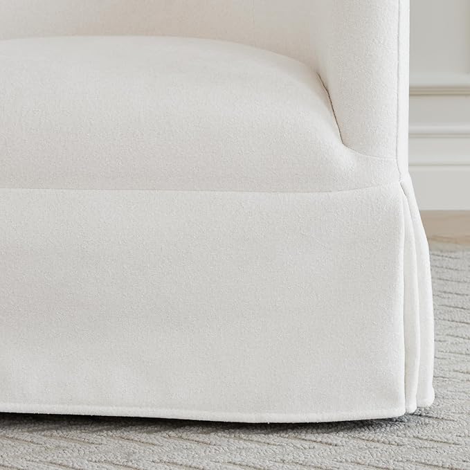 Swivel Accent Chair Set of 2 360 Degree Performance Fabric Armchair Modern Barrel Chairs Armchair for Living Room Bedroom Home and OfficeCream White
