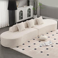 130.5” Curved Sofa for Living Room Cloud Sectional Couch Modern Boneless Lounge Sofa 4-Seater Beige Oversized Compressed Couch with 3 Pillows for Apartment Bedroom Office