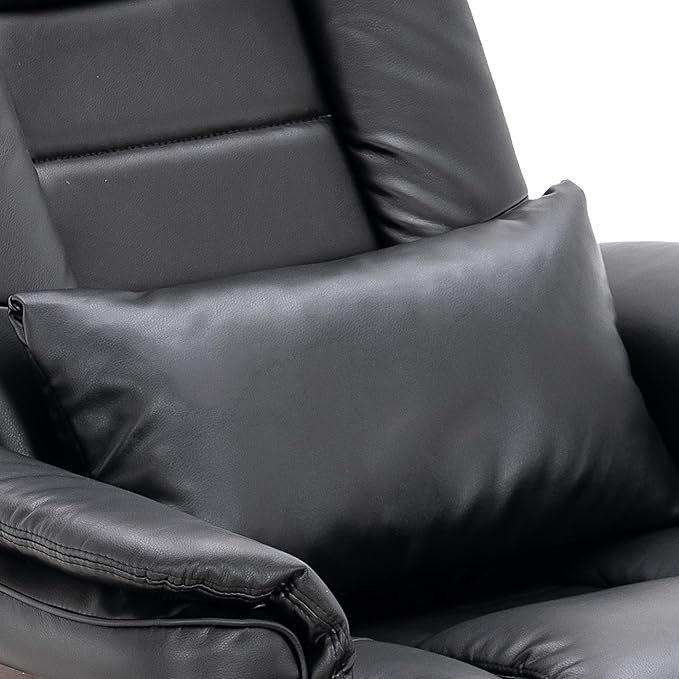 MCombo Swivel Recliner with Ottoman Chair TV Chair Sets with Vibration Massage for Small Space Living Room Bedroom 9096 9099 (Textile Black)