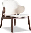 Furniture of America Callum Mid-Century Modern Solid Wood Brown Accent Chair with Wingback Comfortable Upholstered Seating for Home Office Living Room Walnut