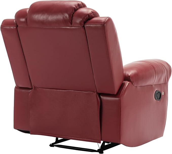 ERYE Manual Recliner Chair with LED Light Strip for Living Room Bedroom Manual Reclining Home Theater Seating Armchair Faux Leather Tufted