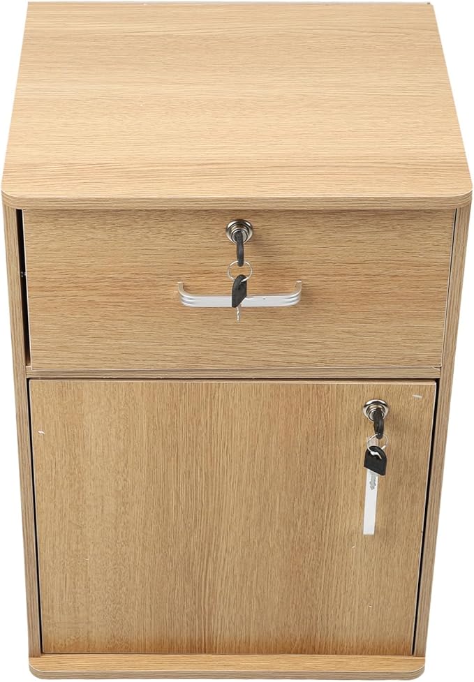 Under Desk Mobile File Cabinet Enhanced Security Mobile File Cabinet Stylish Appearance Easy Mobility for Office (Oak Color)