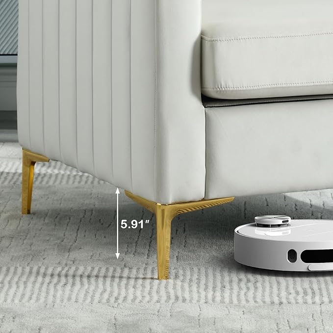 Tufted Velvet Accent Chair with Gold Legs Mid-Century Modern Single Sofa Chair Comfy Upholstered Soft Arm Chair Living Room Furniture Reading Bedroom Club Waiting Room (Beige)
