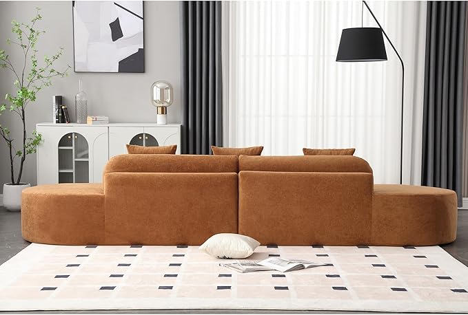 Oversized Boneless Symmetrical Cloud Couch Modular Sectional Sofa Couch for Living Room 130.5 Curved Floor Foam Cloud Sectional Sofa with 3 Toss Pillows