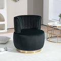 KEIKI Swivel Barrel Accent Chair 360 Degree Rotating Upholstered Armchair with Velvet Fabric for Living Room Office Bedroom Black