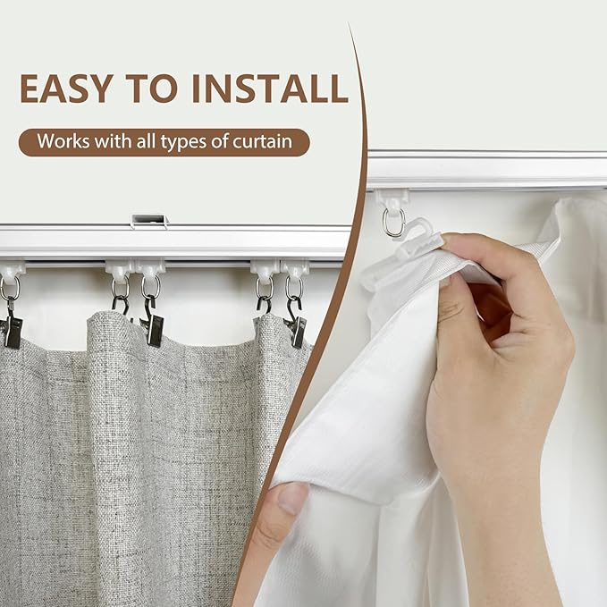 Ceiling Curtain TrackCurtain Track Wall MountedCeiling Mount Rail Room Divider Tracks Extra Long Curtains Rod for Living Room Bedroom Patio Sliding Door Curtains with ClipsWhite 6ft