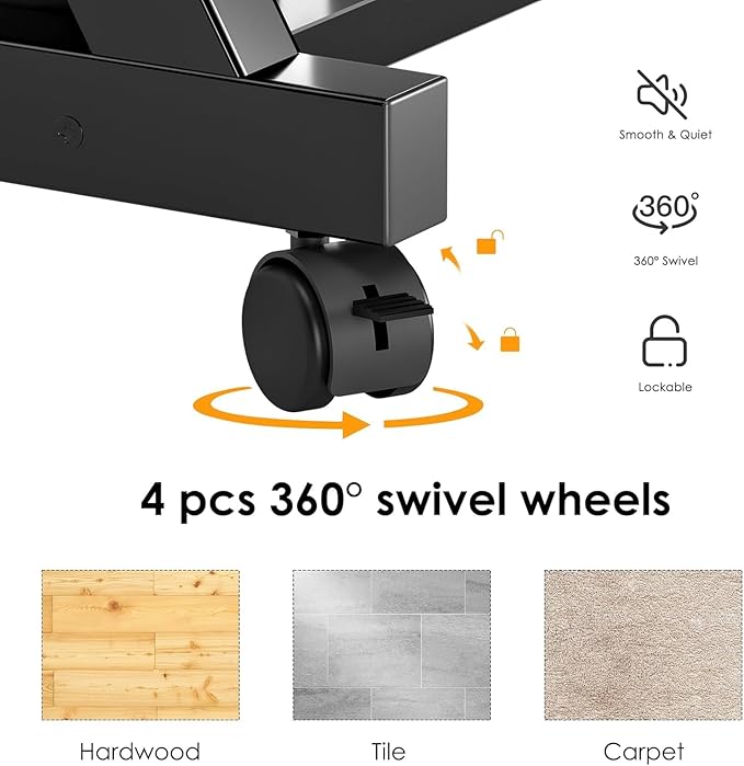 sogesfurniture Mobile Compact Computer Desk Cart for Small Spaces Portable Computer Desk Small Rolling Work Workstation for Home and Office with Printer Shelf Keyboard DrawersBlack