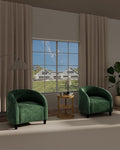 Garvee Accent Chair Set of 2 Armchair for Living Room Barrel Club Chair with Soft Padded Seat &amp Sturdy Legs for Bedroom Waiting Room Reception Chairs(Retro Green)