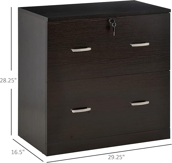 2-Drawer Small File Cabinet with Lock and Keys Vertical Storage Filing Cabinets with Hanging Bar for Letter Size Home Office Under Desk Storage OrganizerBrown