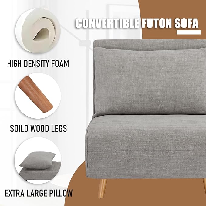 3 in 1 Sleeper Chair Bed Foldable Convertible Chair with Thickened Cushion and Sponge OTE Chenille Fabric Adjustable Backrest Upholstered Accent Chair for Apartment/Bedroom/Office - Dark Gray