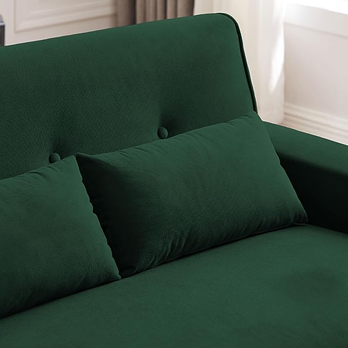48.8 Small Loveseat Sofa Mid Century Modern Love Seat Couch with Back Cushions and Plastic Legs 2 Seater Couches for Living Room Bedroom Small Spaces Green