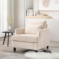 KINFFICT Modern Accent Chair for Living Room Upholstered Single Sofa Chair with Lumbar Pillow Comfy Armchair with Thickened Cushion Living Room Chairs for Bedroom Office Beige Chenille