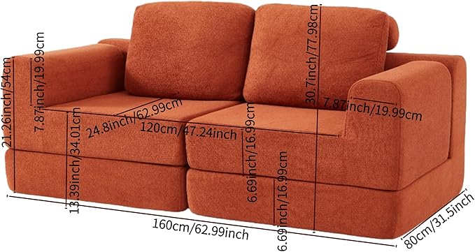 Convertible Folding Sofa Bed Multi-Functional Sleeper Chair with Memory Foam and Back Support – Portable Futon Couch for Living Room Bedroom or Small Spaces