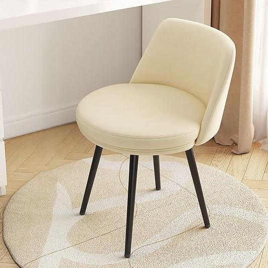 Living Room Chairs Makeup Vanity Chair with Metal Legs Upholstered Dining Chairs Office Chair Ergonomic Backrest for Living Dining Room Bedroom Dressing Room (Color : White)
