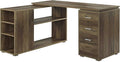 BELLEZE L Shaped Computer Desk 60” Study Writing Table Home Office Desk Morden Corner Workstation Setup with Adjustable Storage Shelves and 3 Drawers Rustic Oak