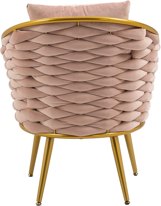 Velvet Accent Chair Modern Upholstered Armchair Tufted Chair with Metal Frame Single Leisure Chairs for Living Room Bedroom Office Balcony