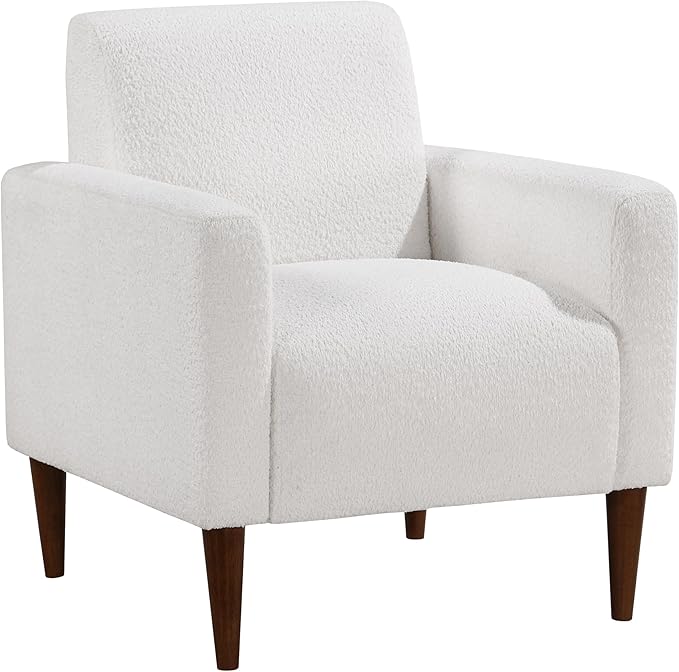 Caius Modern Arm Chair: Fabric Upholstery Pocket Spring Comfort Tapered Wood Legs for Living Room