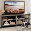 MUTUN Corner TV Stand with Power Outlet Corner TV Stand for 32 43 50 55 60 Inch TV Corner Entertainment Center Industrial TV Console Table for Living Room Bedroom 55 Inch Grey Oak