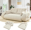 78.7'' Folding Sleeper Sofa 3 in 1 Folding Sofa Bed Teddy Couch Upholstered Deep Seat Bean Bag Lounge Recliner Oversized Human Dog Bed for Living Room Playroom Bedroom(Beige)