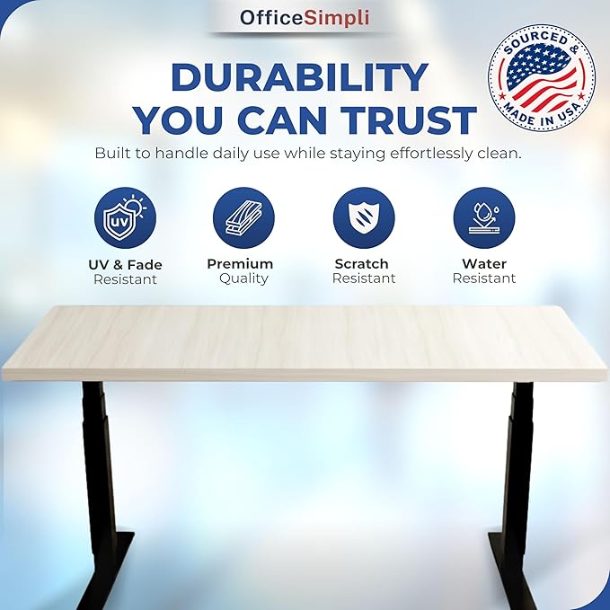 OfficeSimpli 60 x 30 Inch Desk Top Made in USA Replacement Table Top for Sit-to-Stand Adjustable Desk Frame Countertop Workbench for Classroom Home and Office (Desk Top only) - Creek Oak