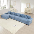168.4 Oversized Modular Sectional Sofa Corduroy Large Sectional Couches for Living Room 4 Seater Couches with 1 Movable Ottoman Modern Deep Seat Sofa Set L Shaped Blue