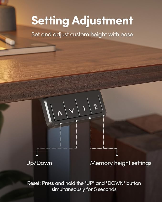 FEZIBO Electric Standing Desk Height Adjustable Stand up 48 x 24 Inches Sit Stand Home Office Computer Desk Black Walnut