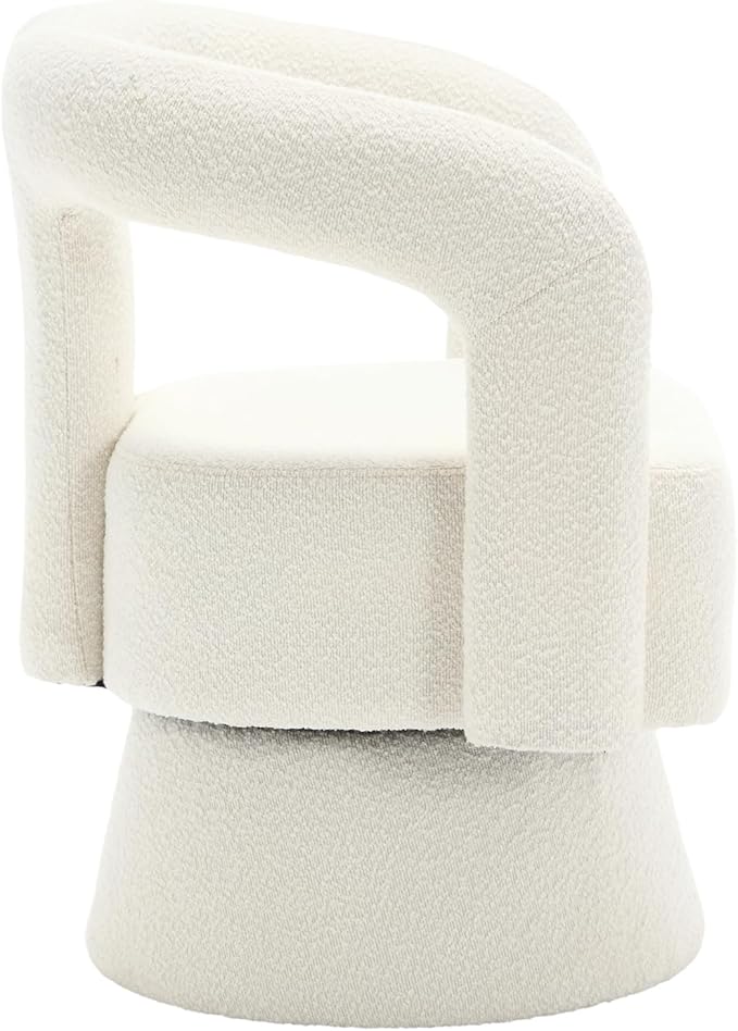 360 Degree Swivel Cuddle Barrel Accent Chairs Round Armchairs with Wide Upholstered Fluffy Fabric Chair for Living Room Bedroom Office Waiting Rooms (Beige)