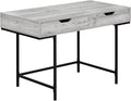 Penau Computer Desk for Home Office 48 Inches Grey Laminate Finish Black Metal Base 2 Storage Drawers Contemporary Style