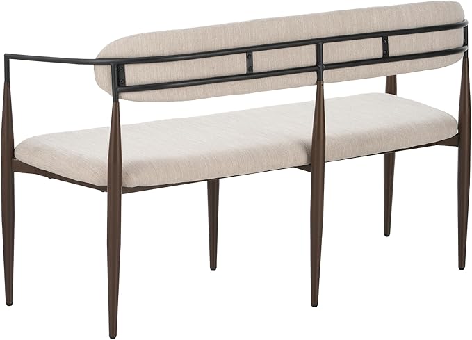 55 Metal Loveseat SetteeModern Upholstered Sofa with Iron FrameUpholstered Plush SeatingBrown Trim &amp Open Backrest Compact Design for Small SpacesLiving RoomBedroomApartmentsLoftsBeige