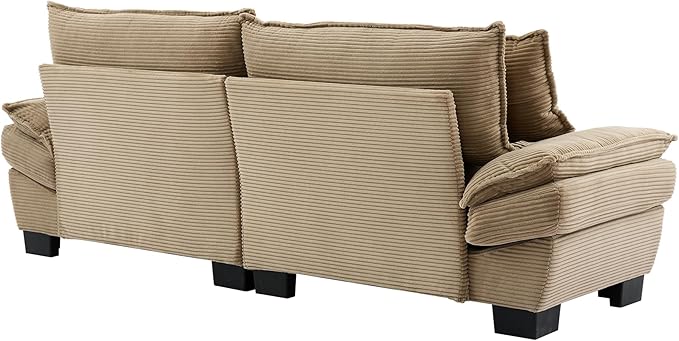 Corduroy Sofa Sleeper Couch Loveseat with Pillows Upholstered Deep Seat for Apartment Office Dorm Living Room Bedroom - Khaki Corduroy