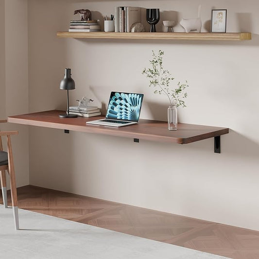 Floating Wall Mounted Table Desk with Pine Wood72 x 22 Workbench for GarageHome Office Desks with Heavy Duty BracketsWork Table for KitchenDiningLaundry (60 * 22 * 6.8 Inch)