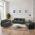 3 Pieces Chenille Sofa Set w/Arm Pillows Upholstered 2 Pieces Loveseat &amp 3 Seater Sofa w/Comfortable Back Cushions Modern 2-Seat &amp 3-Seat w/High-Density Foam for Living Room Grey