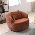 WILLIAMSPACE Swivel Accent Sofa Chair Round Back Boucle Barrel Chair with Pillow Modern Leisure Arm Chair for Hotel Living Room Bedroom Office (Orange)