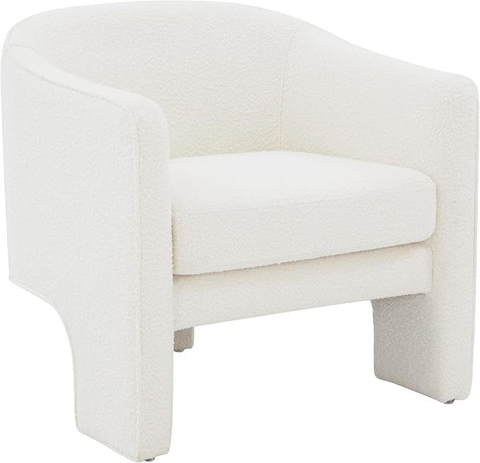 SAFAVIEH Couture Collection Londyn Mid-Century Modern Ivory Boucle Upholstered Accent Chair (Fully Assembled)