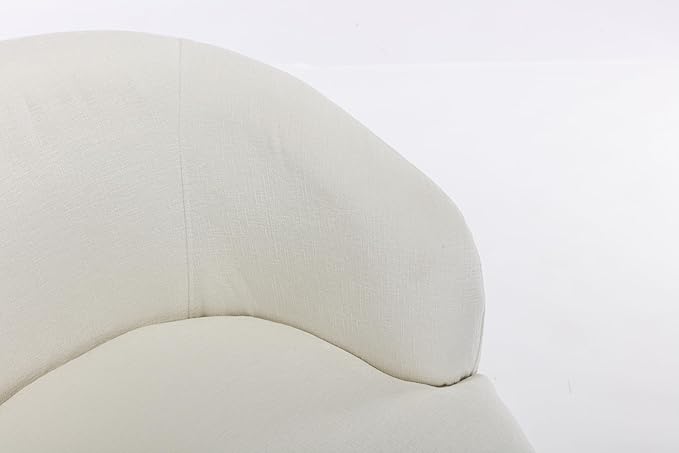 Swivel Accent Chair Recliner Modern Comfy Barrel Chairs for Living Room and Bedroom Cozy Upholstered Small Reading Chairs with 360-Degree RotationIvory