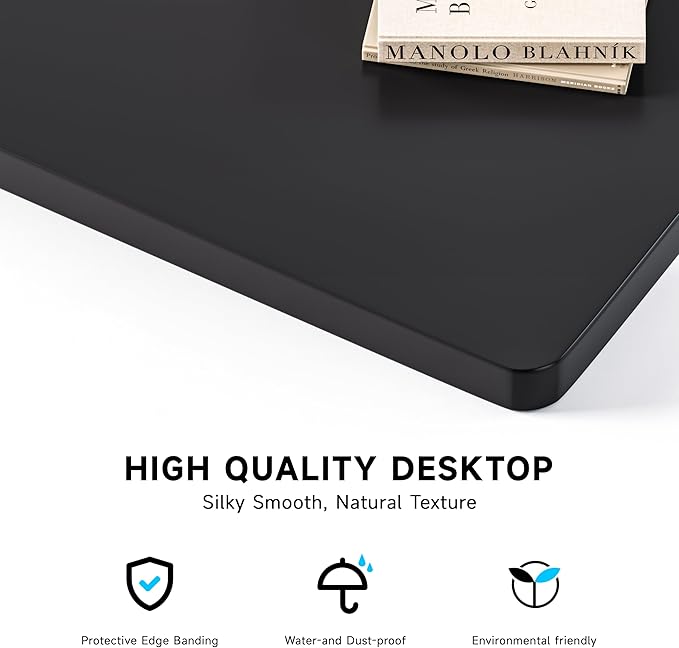 BIZUM Whole-Piece Particle Board Table Top Wood Countertop for Standing Desk DIY 63x28x1 Inch Black Desk Top