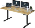 FlexiSpot E6 Solid Wood 3-Stage Dual Motor 71 x 30 Electric Standing Desk Holds 220 lbs Adjustable Height w/ Memory Presets Butcher Block Rubberwood Desktop &amp Black Frame Ships in 2 Boxes
