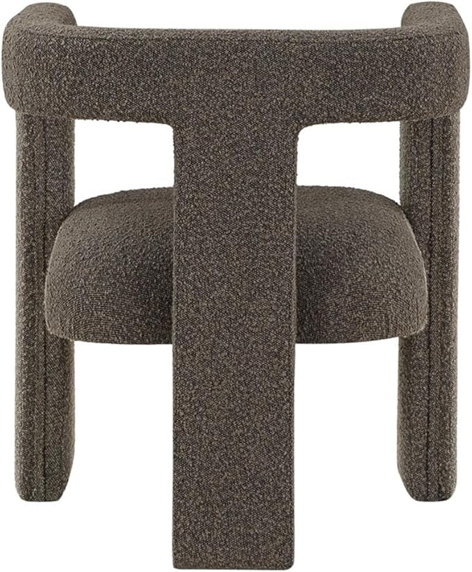 Pemberly Row Modern Fabric Upholstered Accent Chair 29.5 H x 26 W x 24.5 D Chocolate Brown Bouclé Curved Arms Foam Cushion Plastic Glide No Assembly Stylish Side Chair for Living Room or