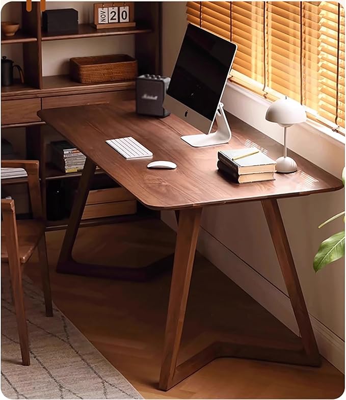 Wooden Home Office Desk Conference Table Study Writing Gaming Table Farmhouse Easy to Assemble for Living Room Home Office(Brown120x80cm/47x31.5in)