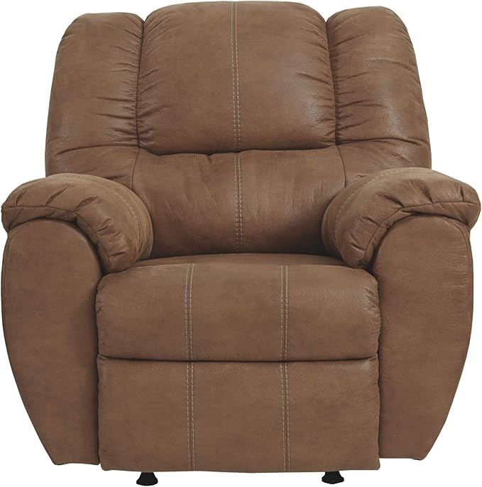 Signature Design by Ashley McGann Faux Leather Oversized Manual Rocker Recliner Light Brown