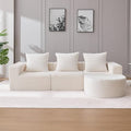 Boneless Cloud Couch Modular Sectional Sofa L-Shape with Chaise 102 Soft Faux Fur Deep Seat &amp 3 Pillows &amp 2 Side Pockets for Living Room Bedroom (Beige Right Chaise)