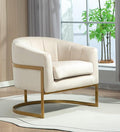 Velvet Modern Accent Armchair - Luxury Gold Frame | Versatile Seating for Living Room Bedroom Office Beige