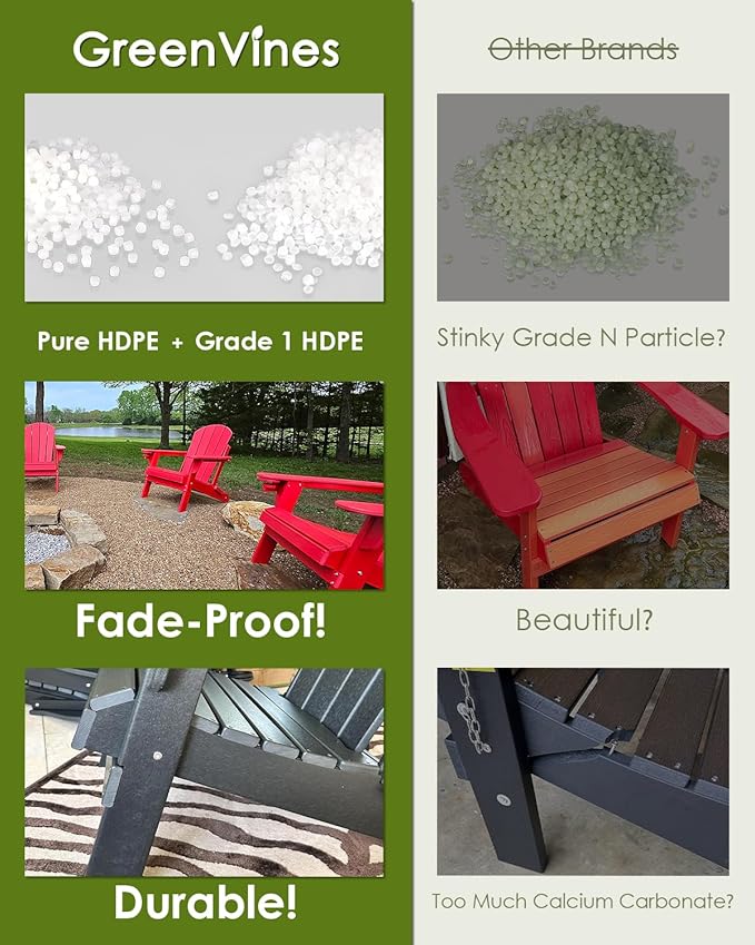 GREENVINES Outdoor-Rocking-Chair | HDPE Plastic | Patio Rockers | Porch Rocker Chairs | Shaker | Oversized | High Ladder Back | Big &amp Tall | PentaLuxe | Blue