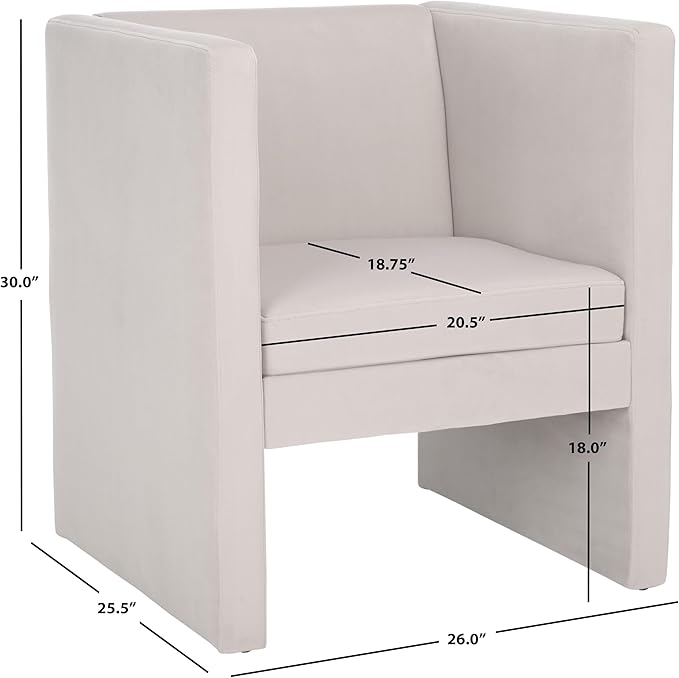 SAFAVIEH Home Collection Gisle Modern Light Grey Velvet Accent Chair (Fully Assembled)