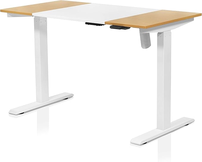 Furniture of America Grant Minimalist Metal Height Adjustable 48 in. Standing Desk for Home Office White and Maple